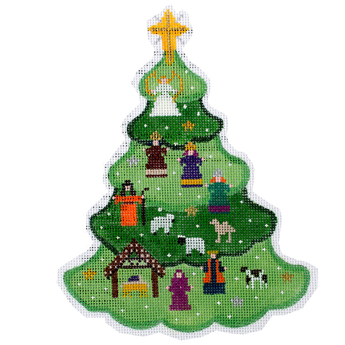 Tree: Nativity with Free Stitch Guide Painted Canvas Painted Pony Designs  - 1