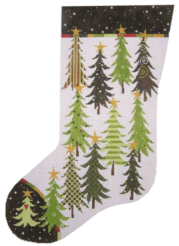 Tree Stocking Painted Canvas Pippin  - 1