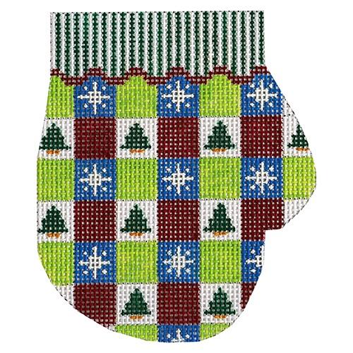 Trees and Snowflakes Mitten Painted Canvas The Meredith Collection 