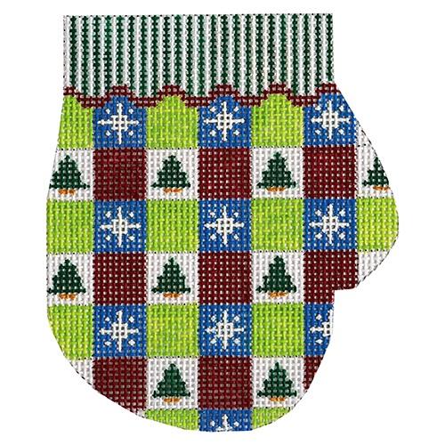 Trees and Snowflakes Mitten Painted Canvas The Meredith Collection  - 1