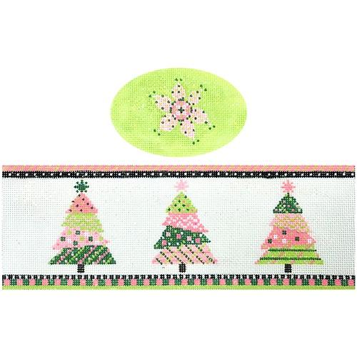 Trees Green & Pink Hinged Box with Hardware Painted Canvas Funda Scully 