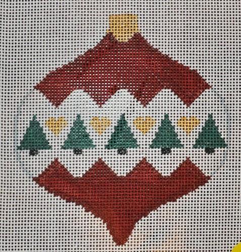 Trees & Hearts / Red Bauble Painted Canvas Kathy Schenkel Designs 