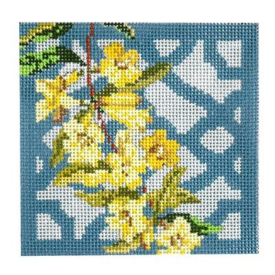 Trellis Coaster   Carolina Jasmine Painted Canvas Kirk & Bradley 
