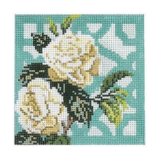 Trellis Coaster   Gardenia Painted Canvas Kirk & Bradley 
