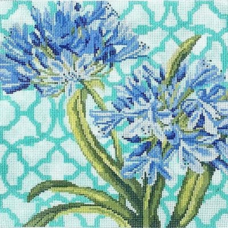 Trellis Square   Agapanthus Painted Canvas Kirk & Bradley 
