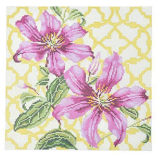 Trellis Square   Clematis Painted Canvas Kirk & Bradley 
