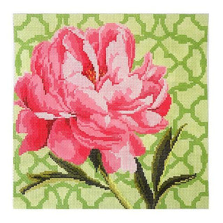 Trellis Square   Peony Painted Canvas Kirk & Bradley 
