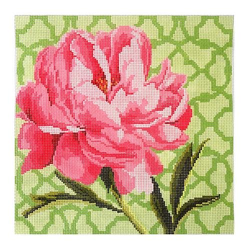 Trellis Square   Peony Painted Canvas Kirk & Bradley 
