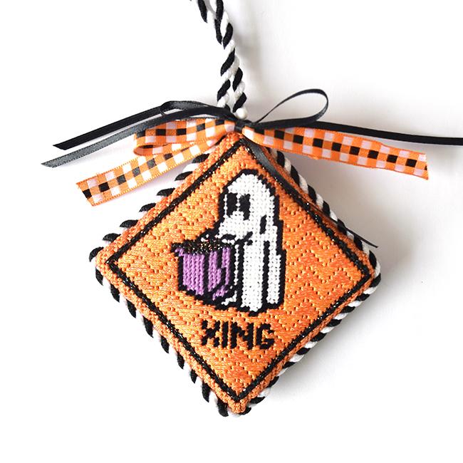 Trick or Treater Xing Ornament Painted Canvas Kimberly Ann Needlepoint  - 1