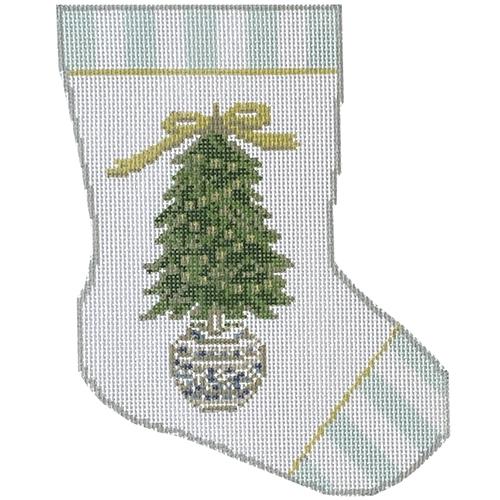 Trim the Tree Mini Stocking Painted Canvas KCN Designers  - 1