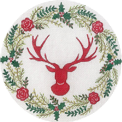 Trophy Deer in Wreath Painted Canvas Love You More  - 1