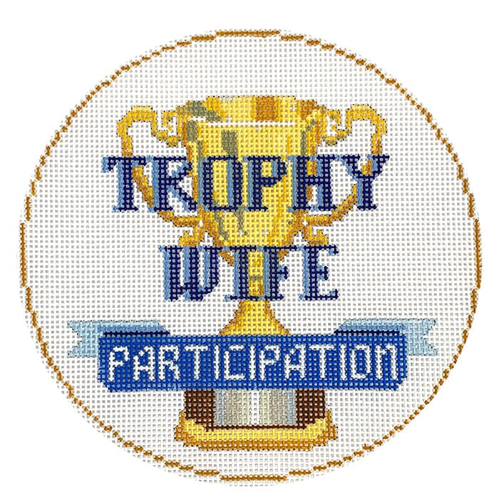 Trophy Wife Ornament Painted Canvas The Gingham Stitchery  - 1