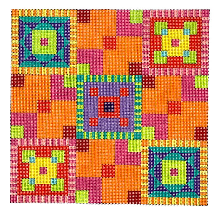 Tropic Colors Maze Painted Canvas Eye Candy Needleart  - 1