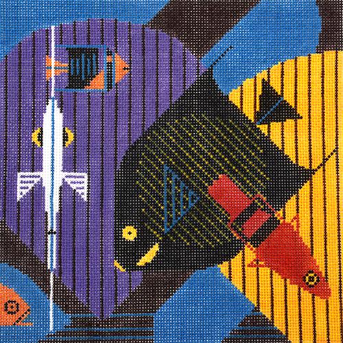 Tropical Fish Eye Painted Canvas Charley Harper  - 1