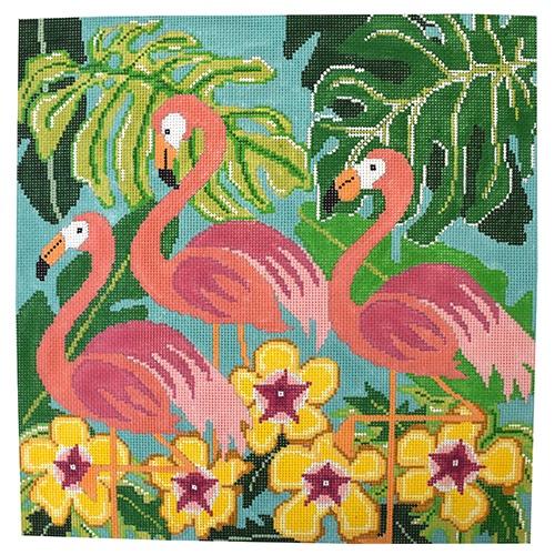Tropical Flamingo Dance Painted Canvas The Meredith Collection 