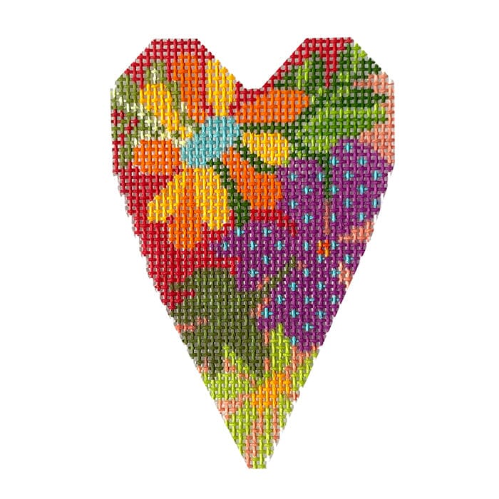 Tropical Flowers Mini Heart Canvas Painted Canvas NeedleDeeva 