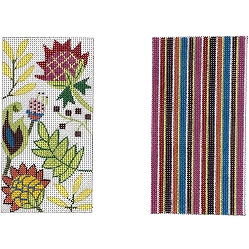 Tropical Jewels w/ Stripes EGC Painted Canvas The Meredith Collection 