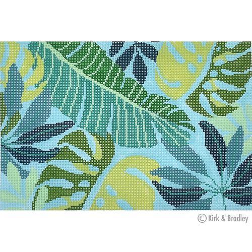 Tropical Leaves Clutch - Blue Painted Canvas Kirk & Bradley 