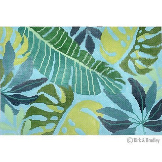 Tropical Leaves Clutch   Blue Painted Canvas Kirk & Bradley 
