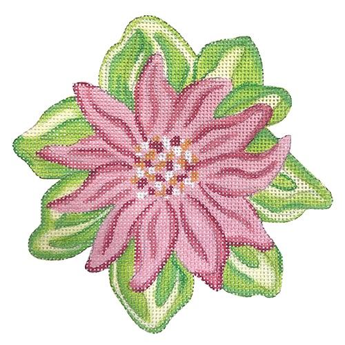 Tropical Mini   Pink Tropical Flower Painted Canvas Kate Dickerson Needlepoint Collections  - 1