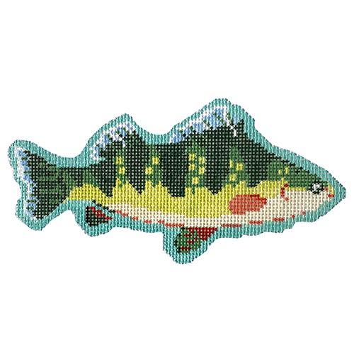 Trout (PLUM) Painted Canvas The Plum Stitchery  - 1
