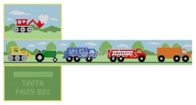 Trucks, Tooth Fairy Box Painted Canvas Susan Roberts Needlepoint Designs, Inc. 