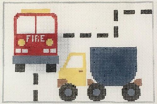 Trucks Tooth Fairy Pillow Painted Canvas Kathy Schenkel Designs  - 1