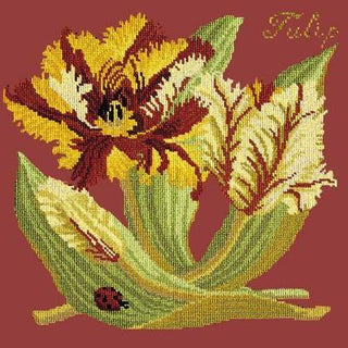Tulip Needlepoint Kit Kits Elizabeth Bradley Design Dark Red 
