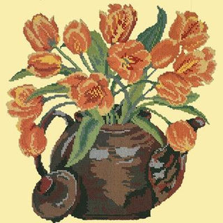 Tulip Teapot Needlepoint Kit Kits Elizabeth Bradley Design Butter Yellow 
