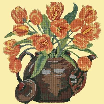 Tulip Teapot Needlepoint Kit Kits Elizabeth Bradley Design Butter Yellow 
