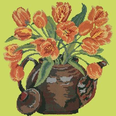 Tulip Teapot Needlepoint Kit Kits Elizabeth Bradley Design Pale Lime 
