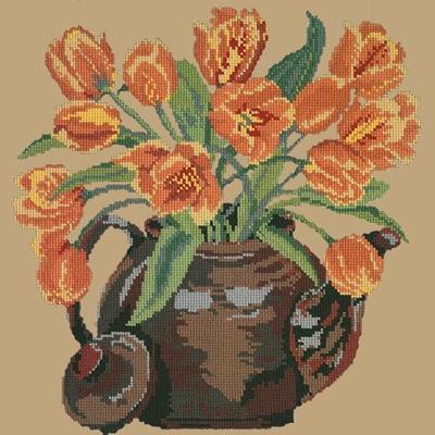 Tulip Teapot Needlepoint Kit Kits Elizabeth Bradley Design Sand 