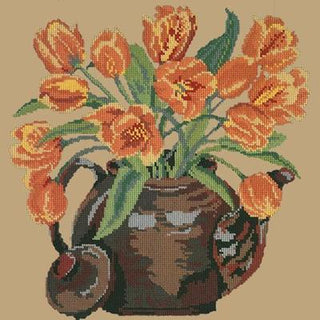 Tulip Teapot Needlepoint Kit Kits Elizabeth Bradley Design Sand 
