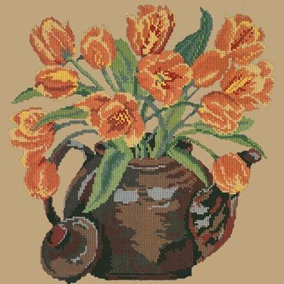 Tulip Teapot Needlepoint Kit Kits Elizabeth Bradley Design Sand 
