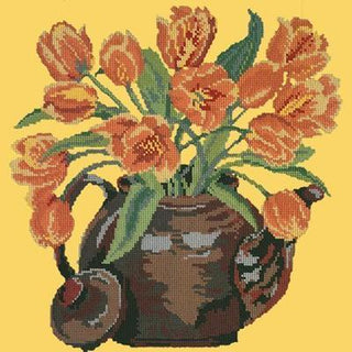 Tulip Teapot Needlepoint Kit Kits Elizabeth Bradley Design Sunflower Yellow 
