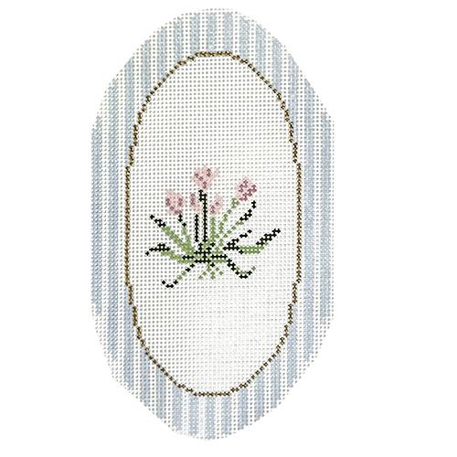Tulips Oval Ornament Painted Canvas The Plum Stitchery  - 1