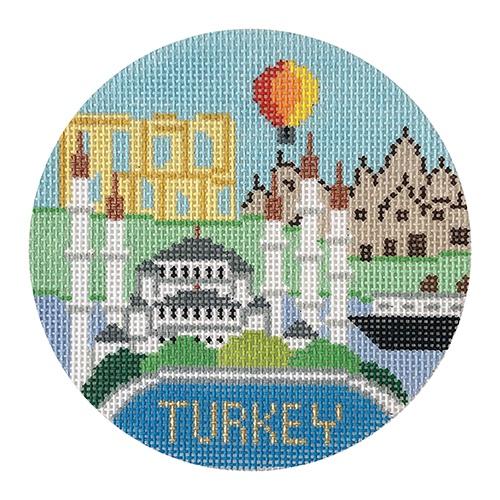 Turkey Round Painted Canvas Doolittle Stitchery  - 1