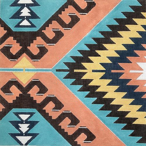 Turkish Kilim Pillow Painted Canvas Hello Tess  - 1