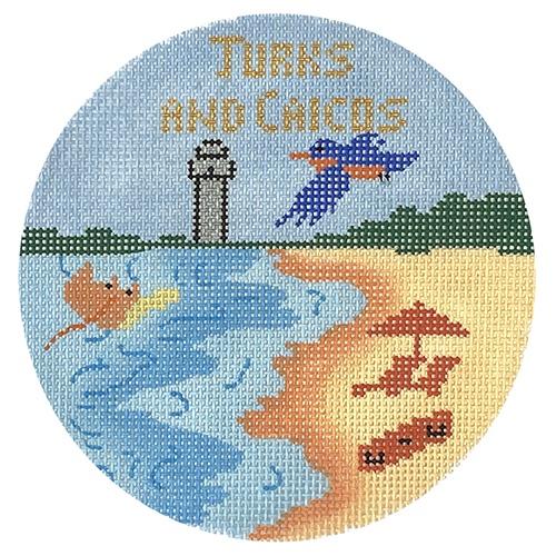 Turks & Caicos Ornament Painted Canvas Silver Needle 
