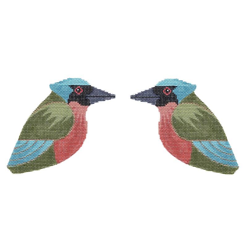Turquoise browed Motmot Painted Canvas Labors of Love Needlepoint  - 1