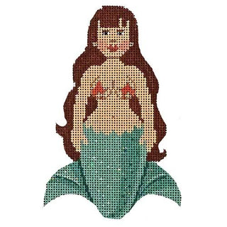 Turquoise Mini Mermaid Painted Canvas Labors of Love Needlepoint 
