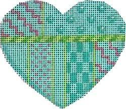 Turquoise Patterns Heart Painted Canvas Associated Talents 