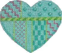 Turquoise Patterns Heart Painted Canvas Associated Talents 
