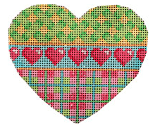 Turquoise Pin Dots / Plaid Hearts Heart Painted Canvas Associated Talents 