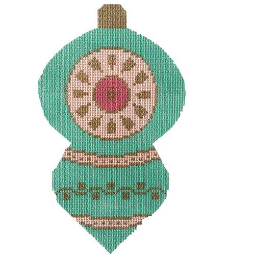 Turquoise & Pink Vintage Bauble Painted Canvas Stitch Rock Designs 