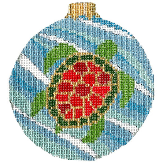 Turtle 3" Round Painted Canvas Susan Roberts Needlepoint Designs Inc. 