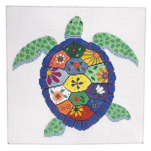 Turtle Garden on 18 mesh Painted Canvas Susan Roberts Needlepoint Designs Inc.  - 1