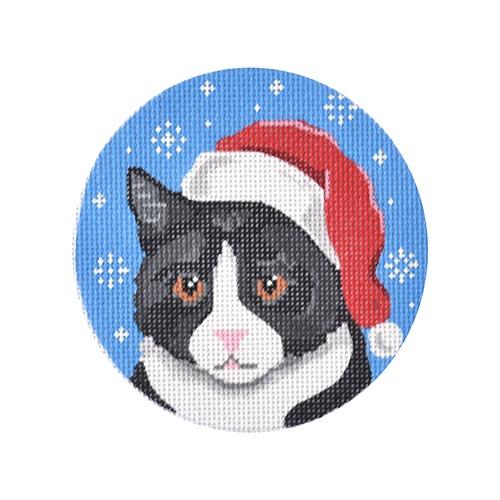 Tuxedo Cat Santa Painted Canvas Pepperberry Designs  - 1