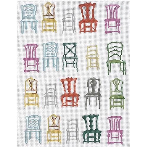 Twenty Chairs Painted Canvas The Plum Stitchery  - 1