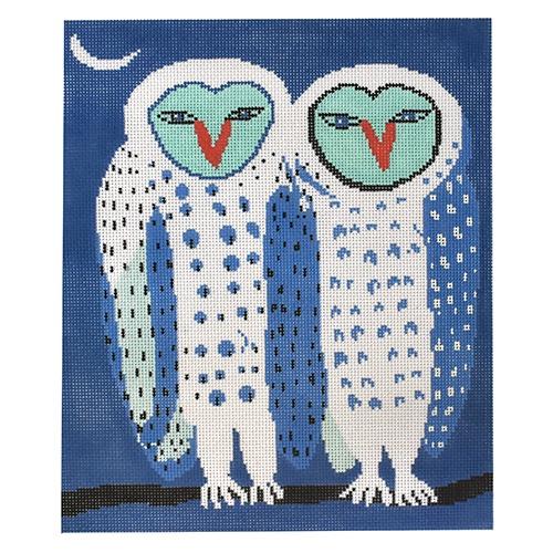 Twin Owls Painted Canvas Birds of a Feather  - 1